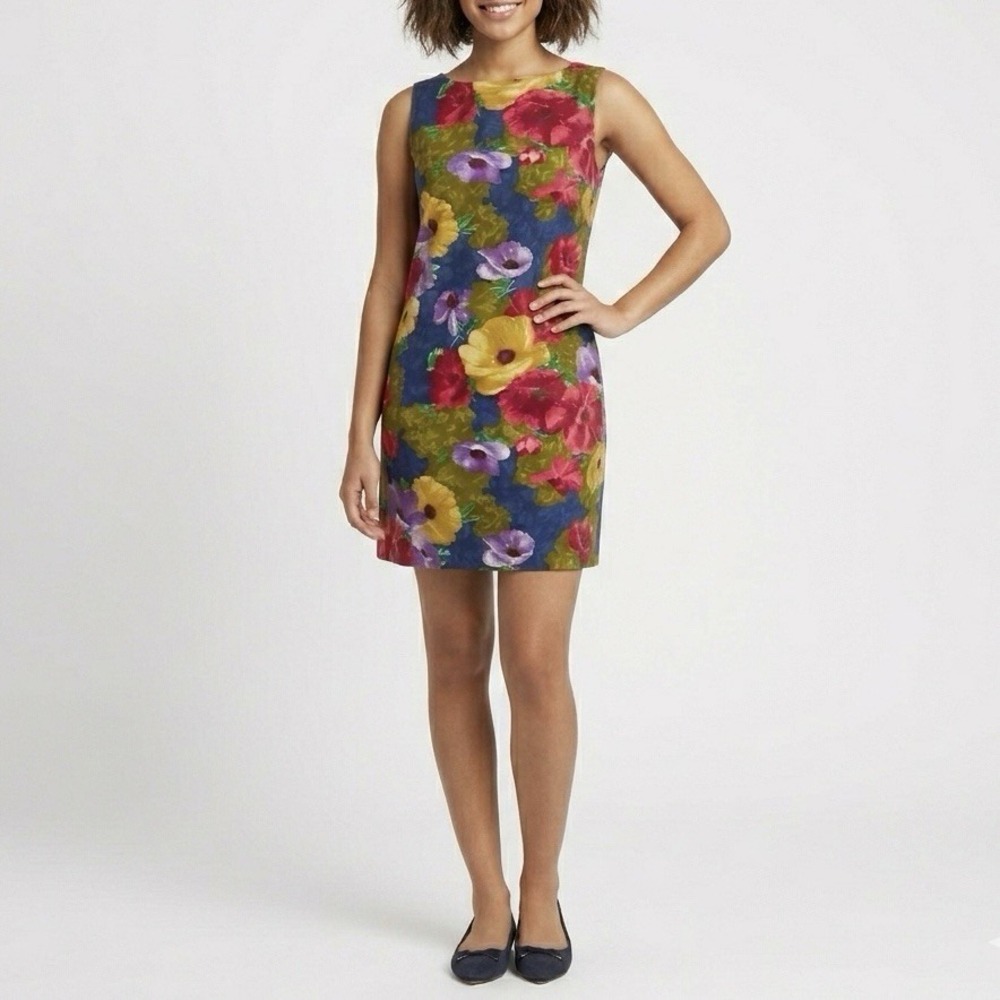 Vintage Shift Dress Womens Size Small Floral Retro Sleeveless‎ Zip 70s